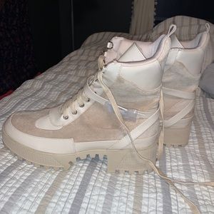 Tan platform boots